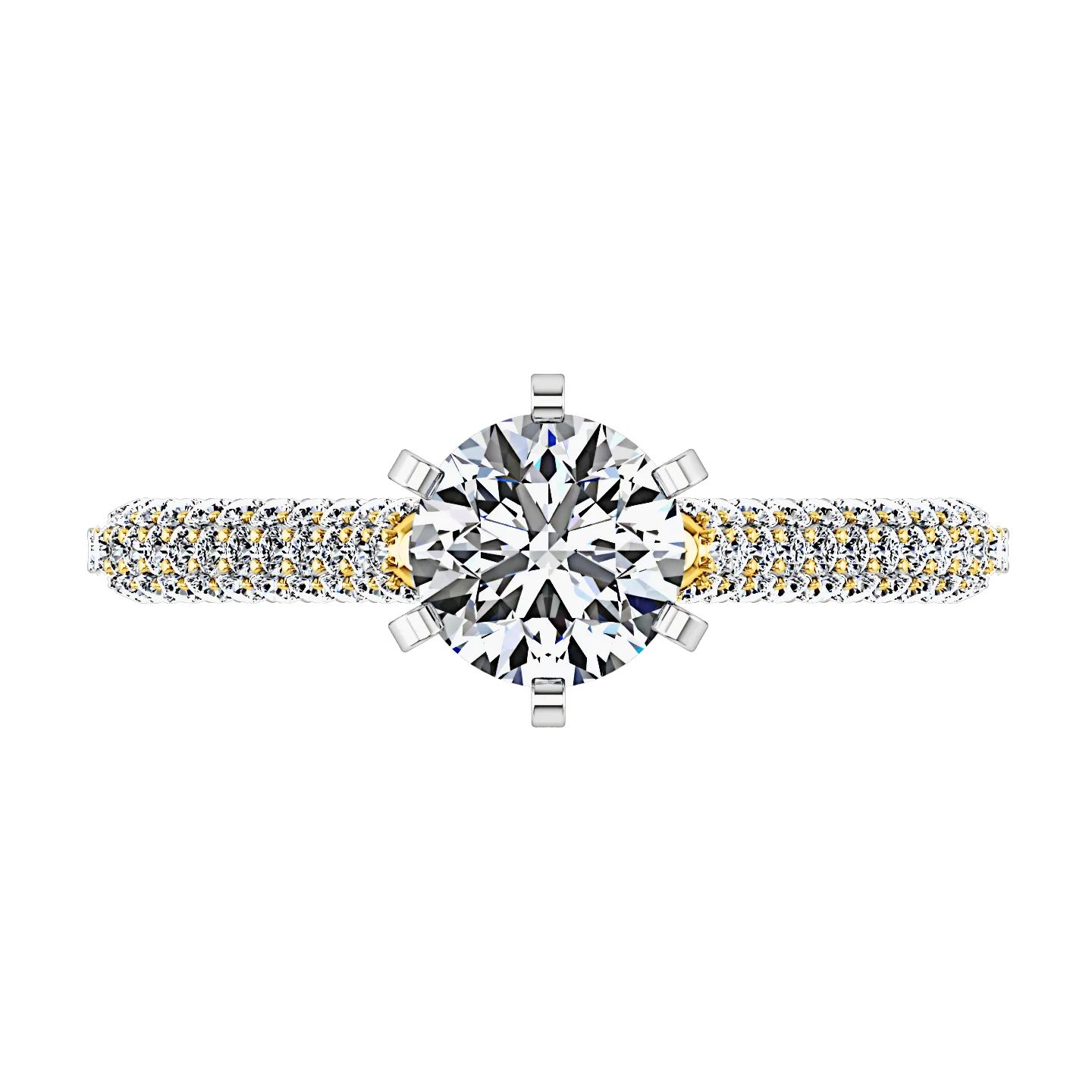 Pave Engagement Ring Royal 14K Yellow Gold