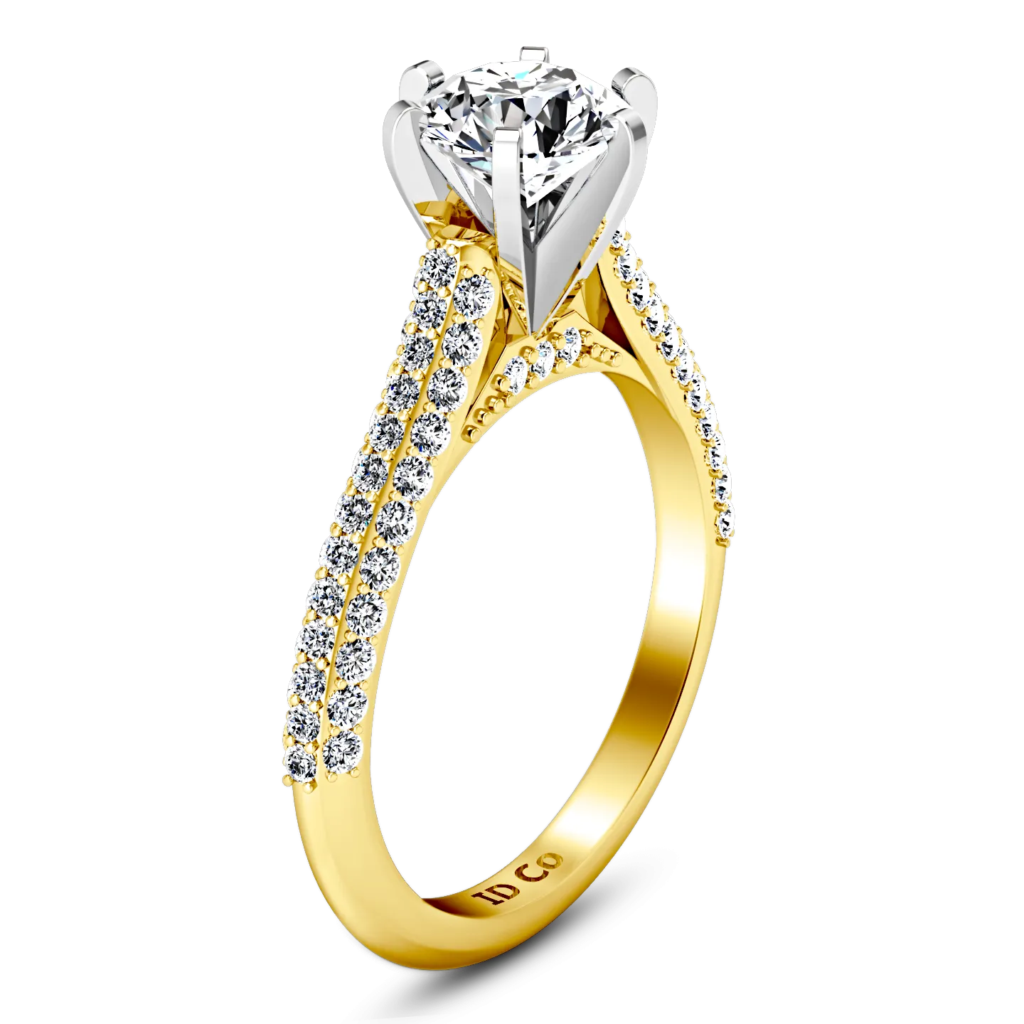 Pave Engagement Ring Royal 14K Yellow Gold