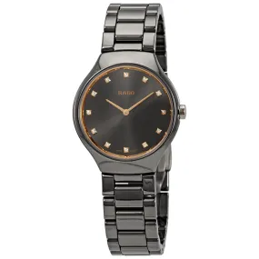 Rado True Diamond Grey Dial Grey Ceramic Ladies Watch R27956722