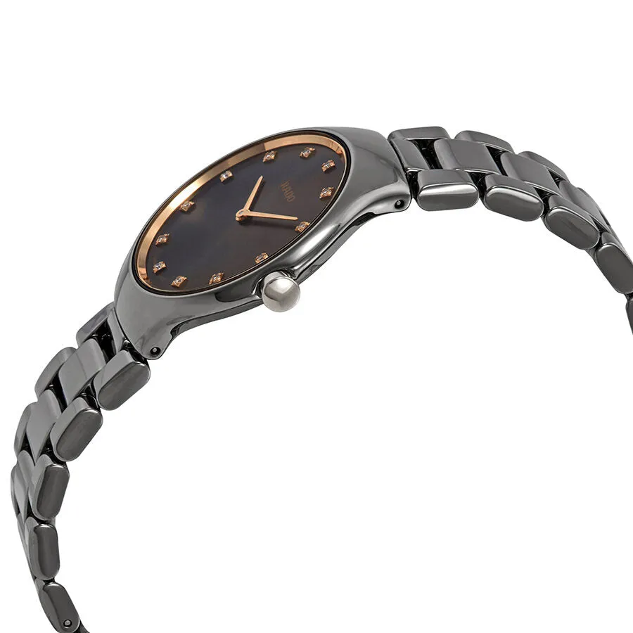 Rado True Diamond Grey Dial Grey Ceramic Ladies Watch R27956722
