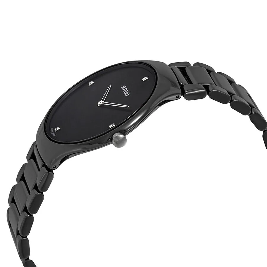 Rado True Thinline Black Dial Black Ceramic Men's Watch R27741712