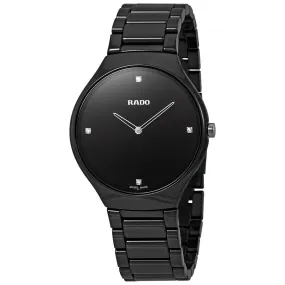 Rado True Thinline Black Dial Black Ceramic Men's Watch R27741712