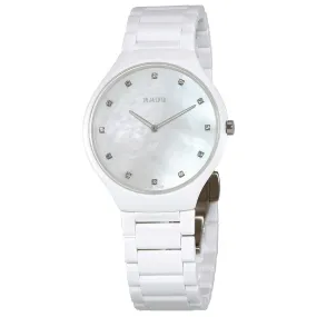 Rado True Thinline Mother of Pearl Dial White Ceramic Ladies Watch R27957912