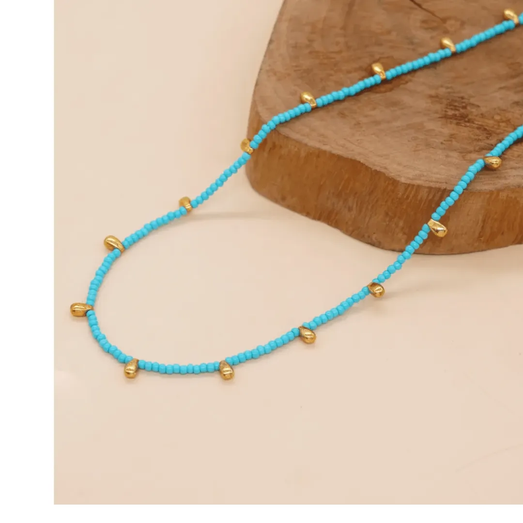 RC Turquoise Gold Beach Chain - Beaded