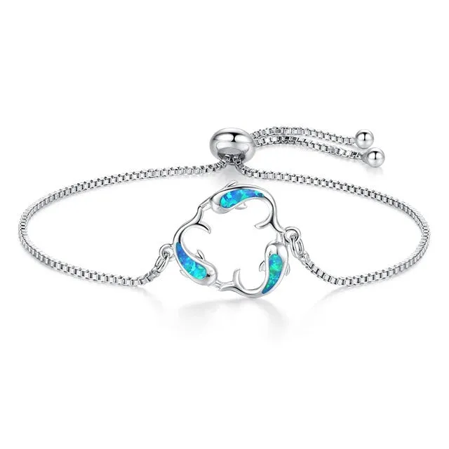 Save Ocean Animals Jewelry | Opal Silver Sea Turtle Bracelet 12 Styles