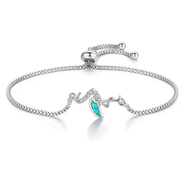 Save Ocean Animals Jewelry | Opal Silver Sea Turtle Bracelet 12 Styles