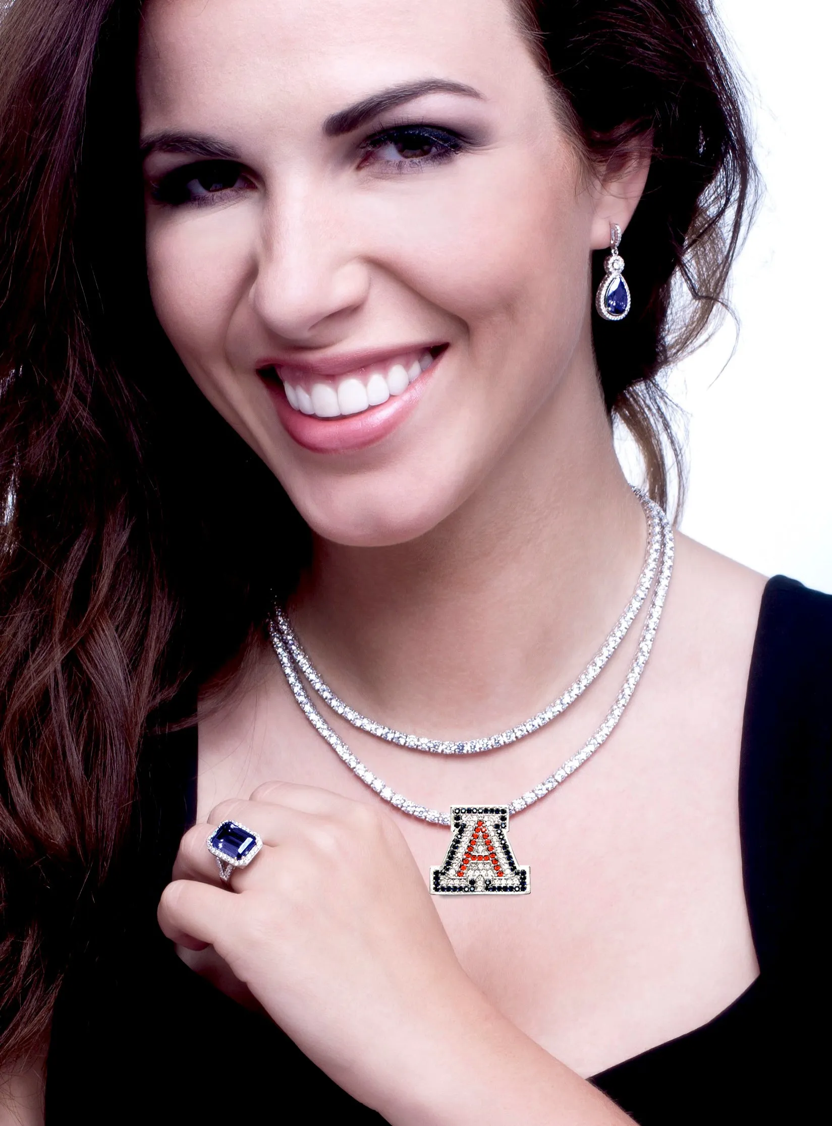 Silver Classic Tennis Necklace with Double Security Clasp 18" for A Pin (Pin Sold Separately)