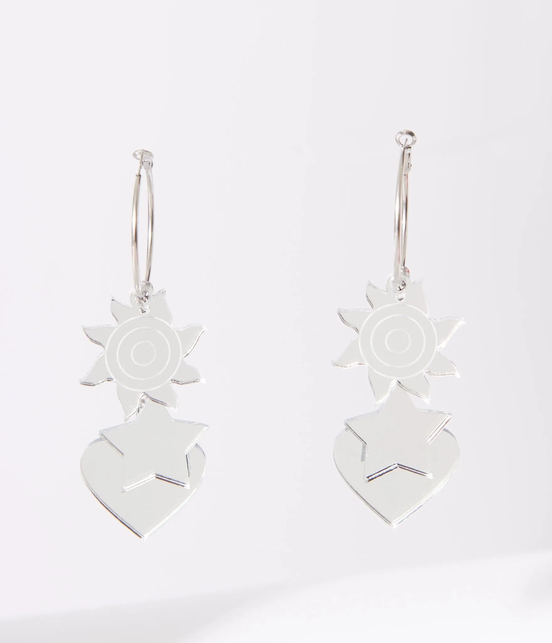 Silver Mirror Acrylic Magic Hoop Earrings