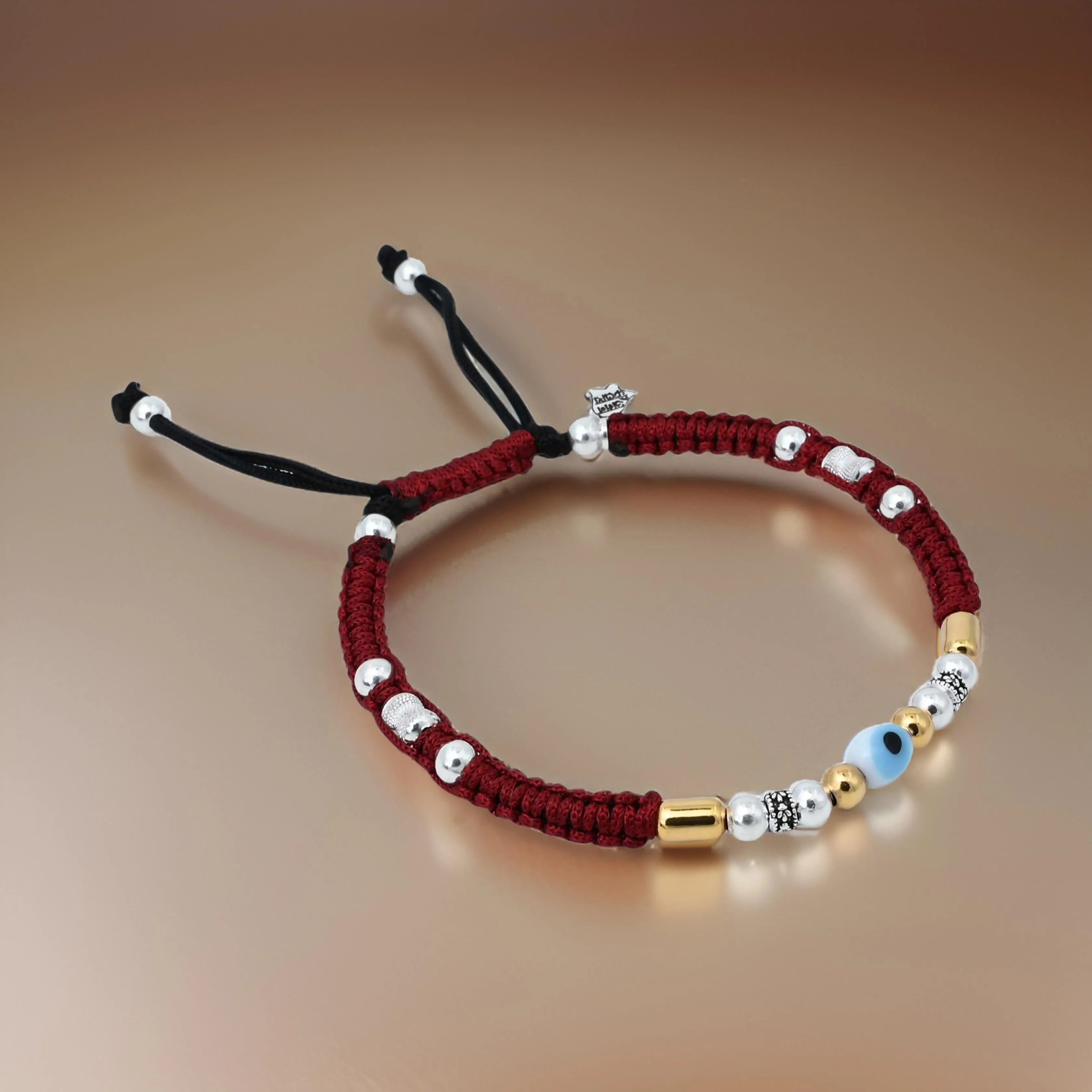 Silver Versatile Golden Beaded Evil Eye Red Thread Anklets
