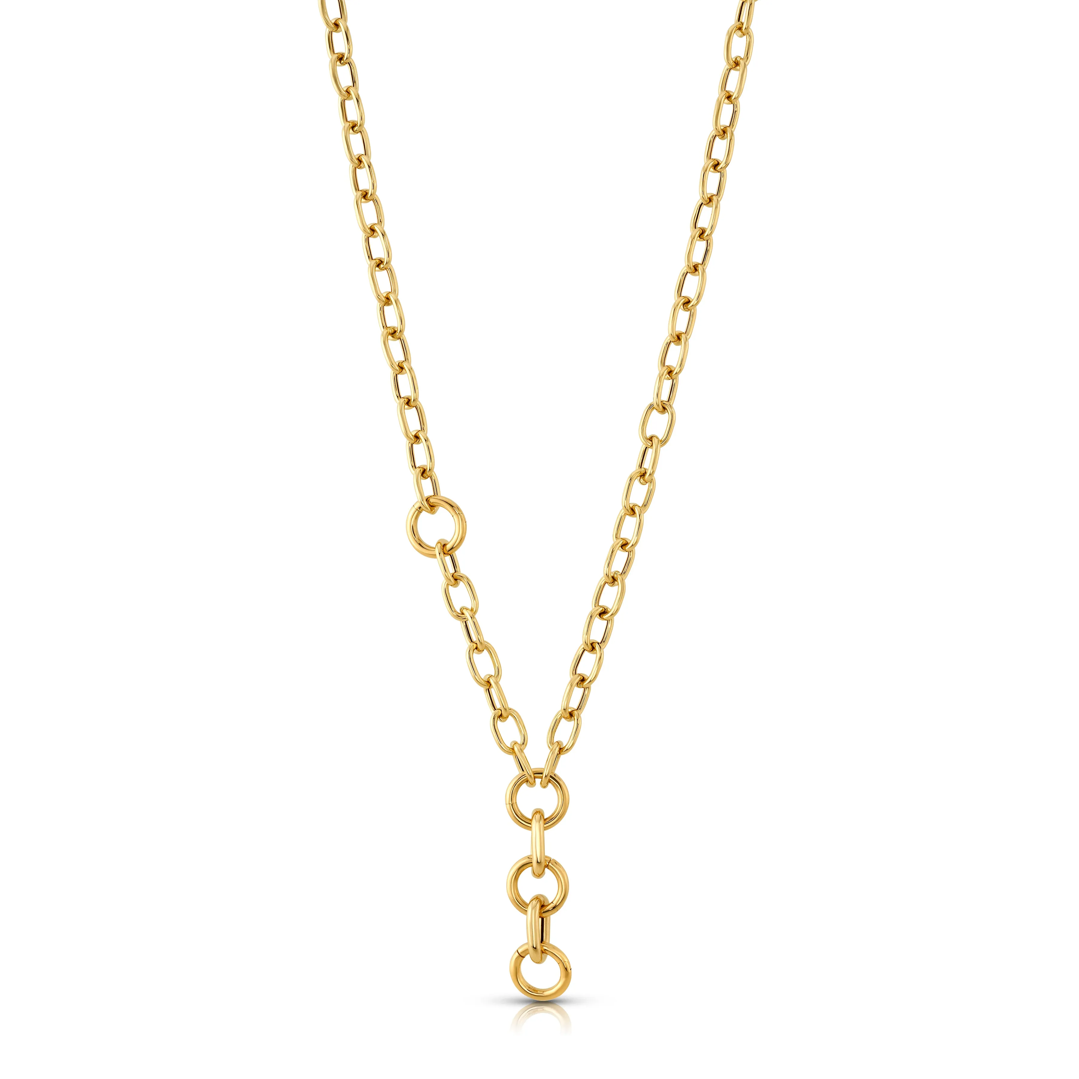 SMALL OVAL LINK CHAIN W/ 4 CONNECTORS, 14kt Gold