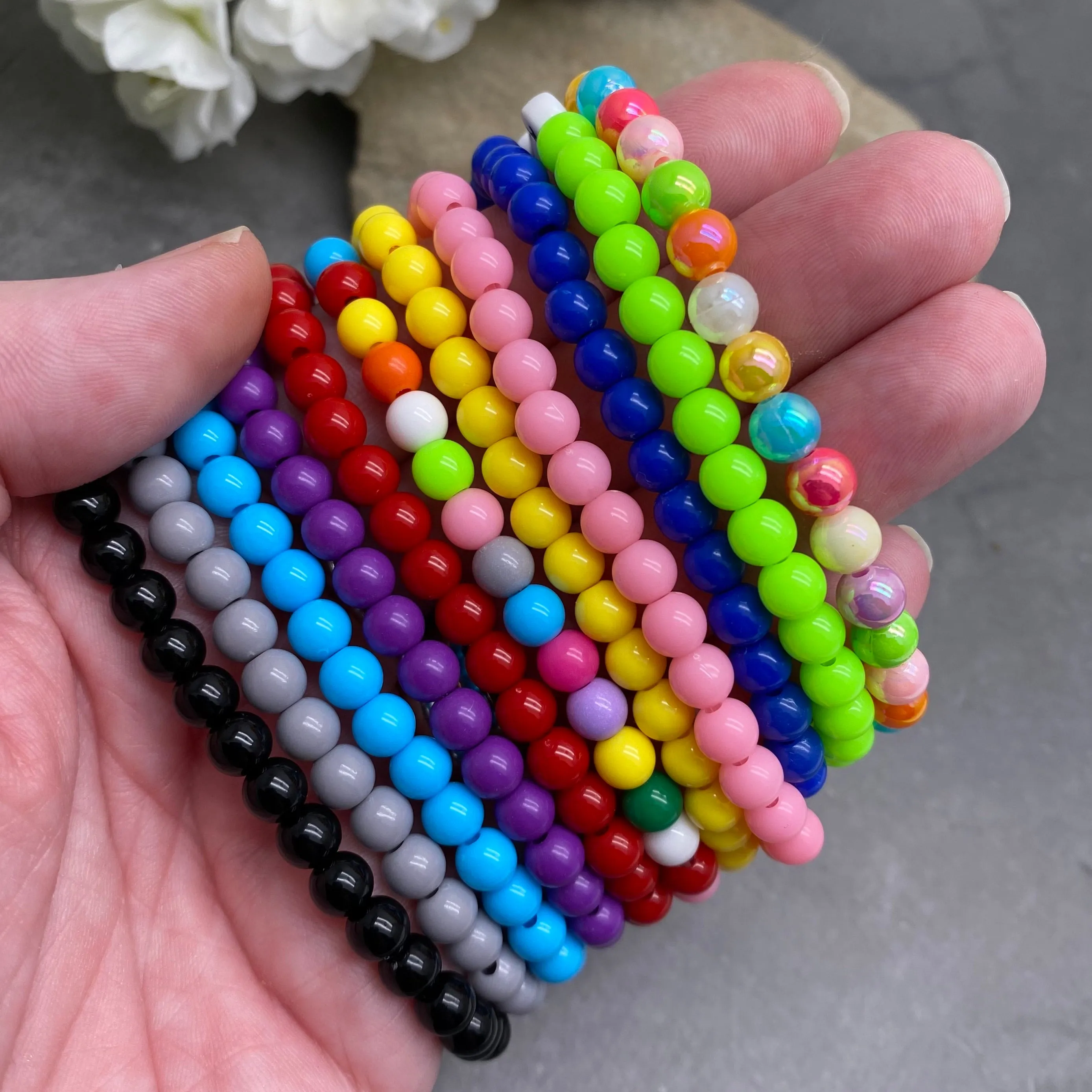Snowflake Acrylic Bead Anklet - Colour Choice