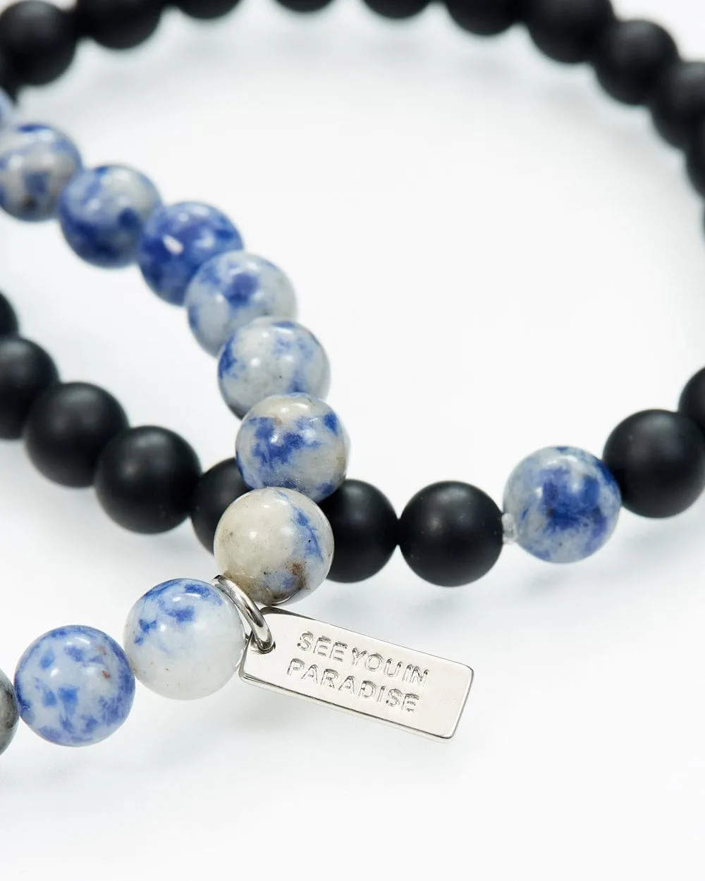Sodalite & Volcanic Rock Beaded Bracelet Set