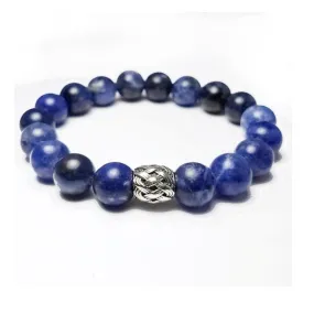 Sodalite and Antique Silver Bead Bracelet