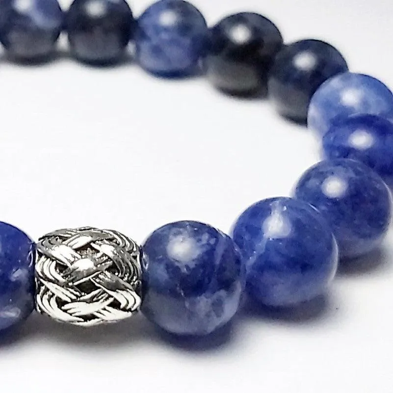 Sodalite and Antique Silver Bead Bracelet