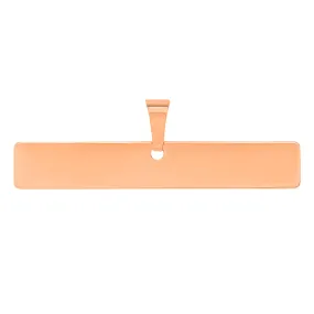 Solid 14k Rose Gold Engravable Personalized Horizontal Bar Charm Pendant