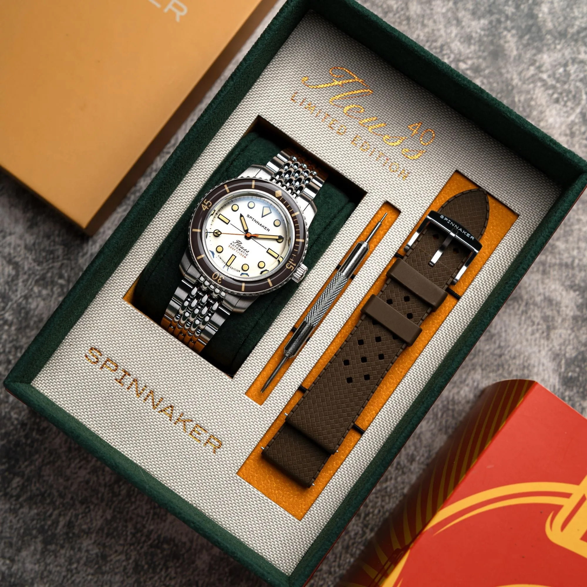 Spinnaker Fleuss 40 Automatic 145TH Limited Edition Smoky White Men's Watch SP-5133-22