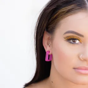 Square Frosted Lucite Hoop Earrings