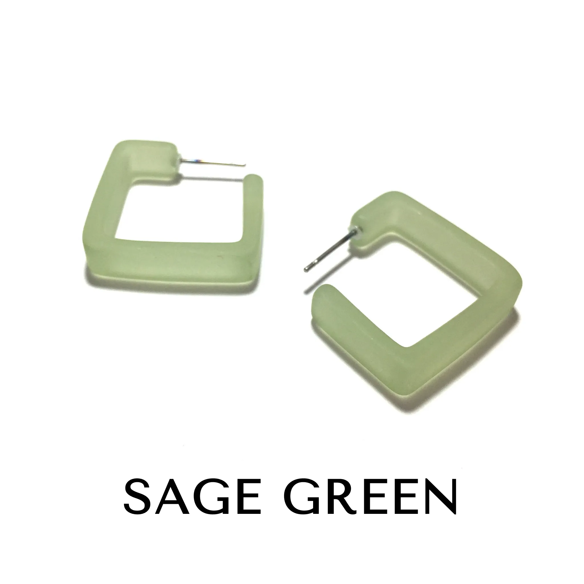 Square Frosted Lucite Hoop Earrings