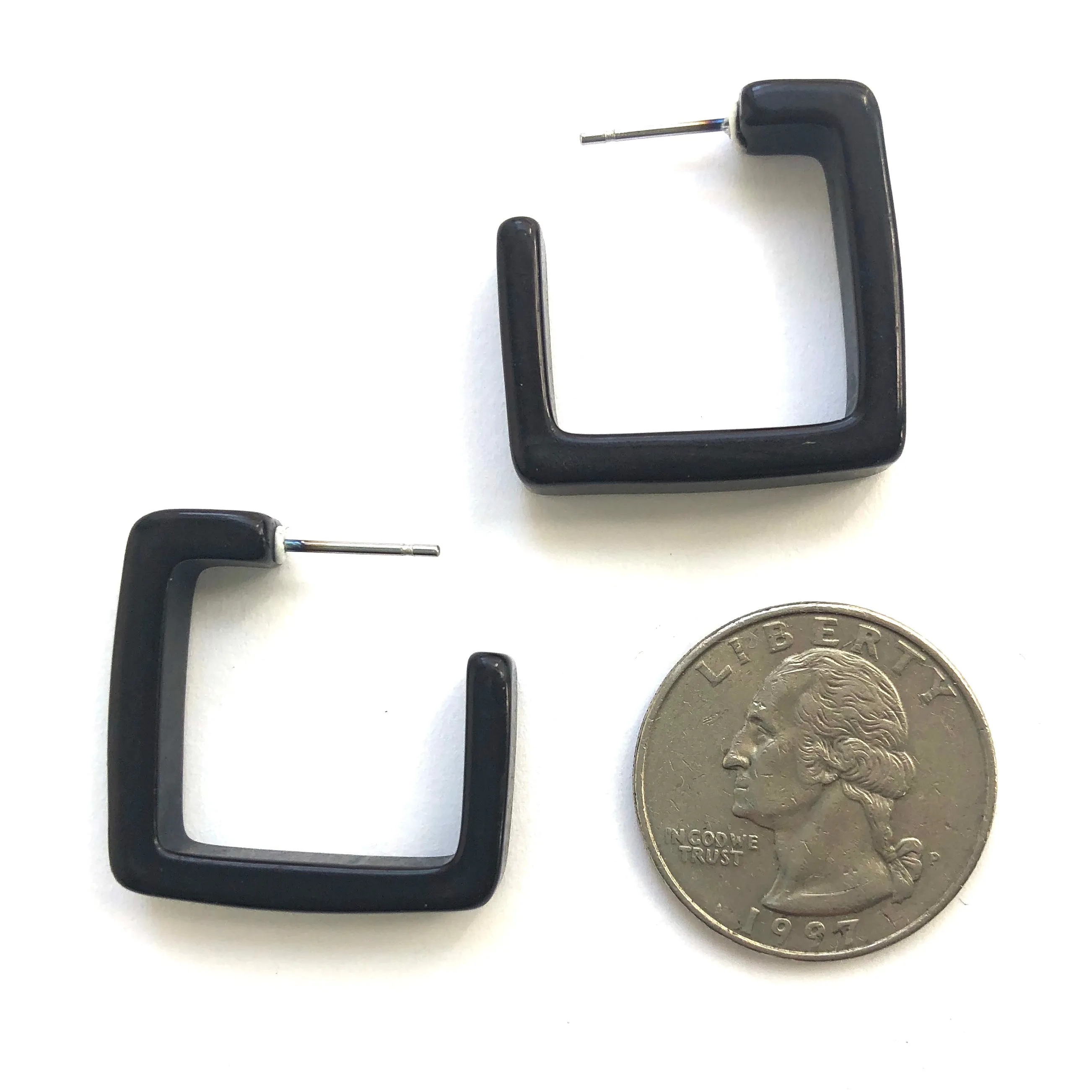 Square Frosted Lucite Hoop Earrings