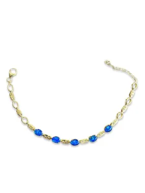Sterling Silver Gold plated bracelet set with Australian Opal triplet