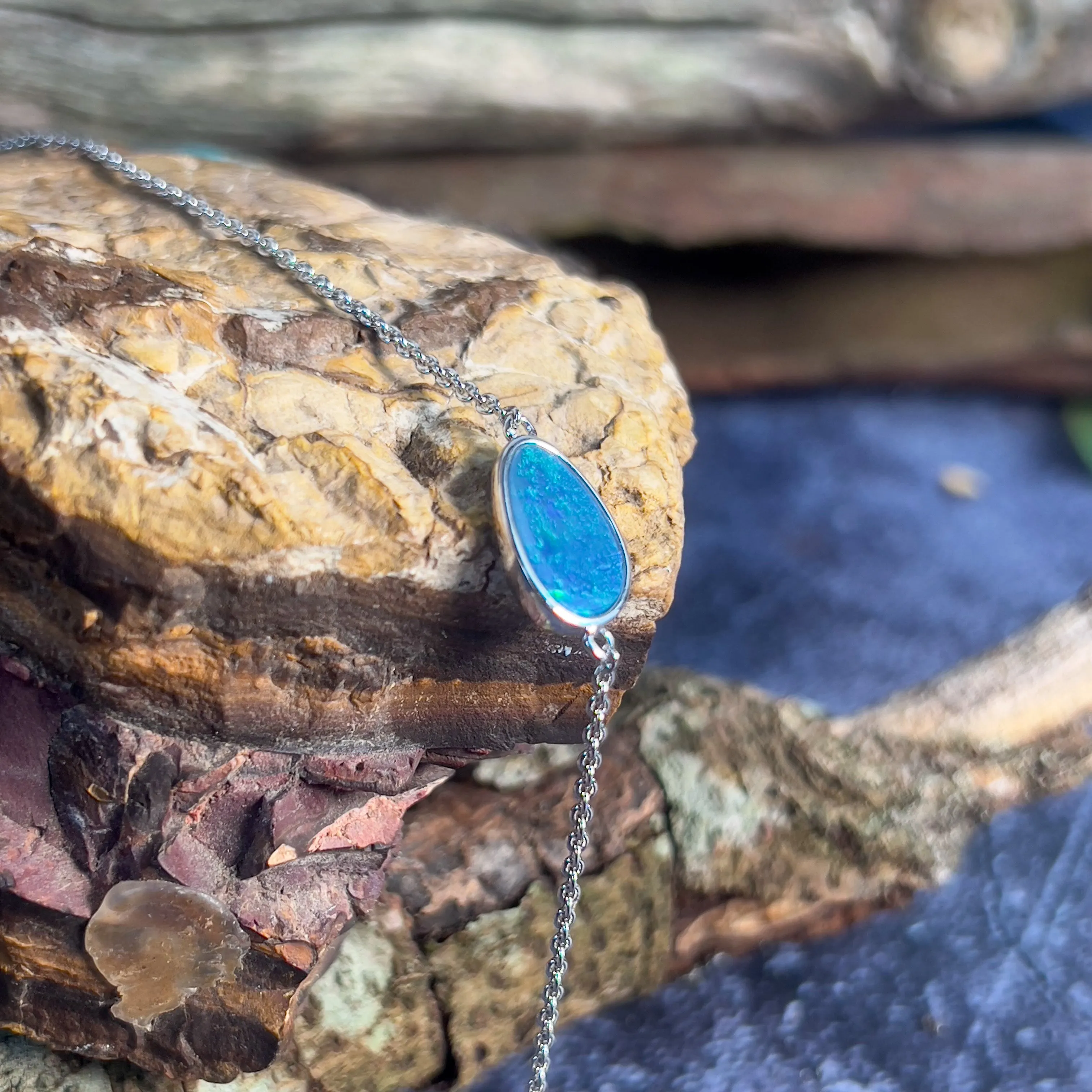 Sterling Silver Opal doublet single stone bracelet