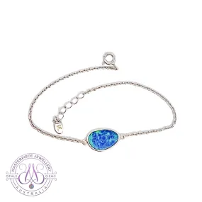 Sterling Silver Opal doublet single stone bracelet