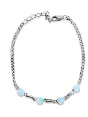 Sterling Sliver bracelet set with 4 South Australian white opal