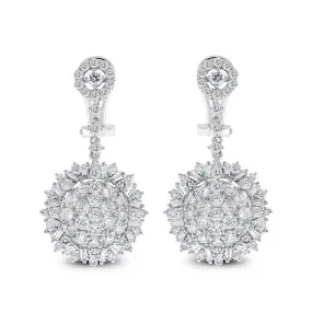 Sun Burst Earrings (3.92 ct Diamonds) in White Gold