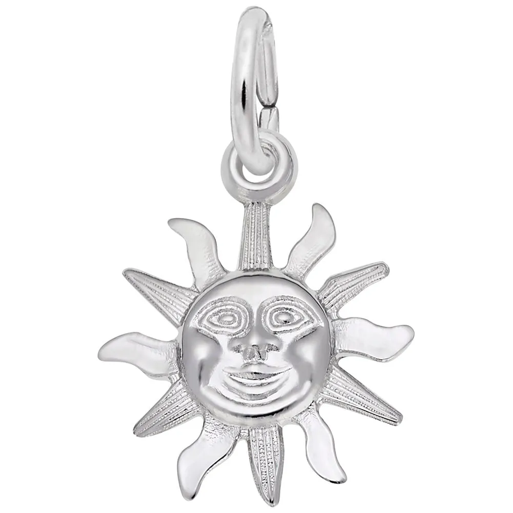 Sunburst Charm In 14K White Gold