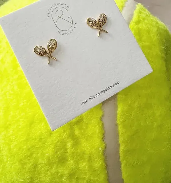 Tennis Racket Earrings Gold BRAND NEW