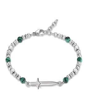 The Dagger Malachite and Steel Beaded Bracelet