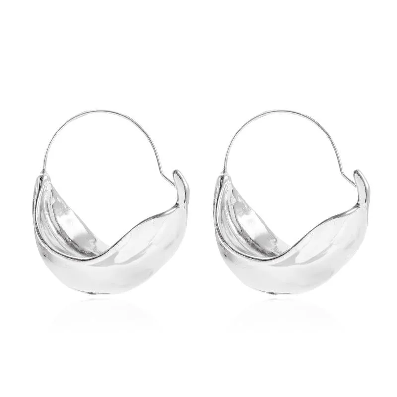 The Rocky Boat Hoop Earring in Gold or Silver