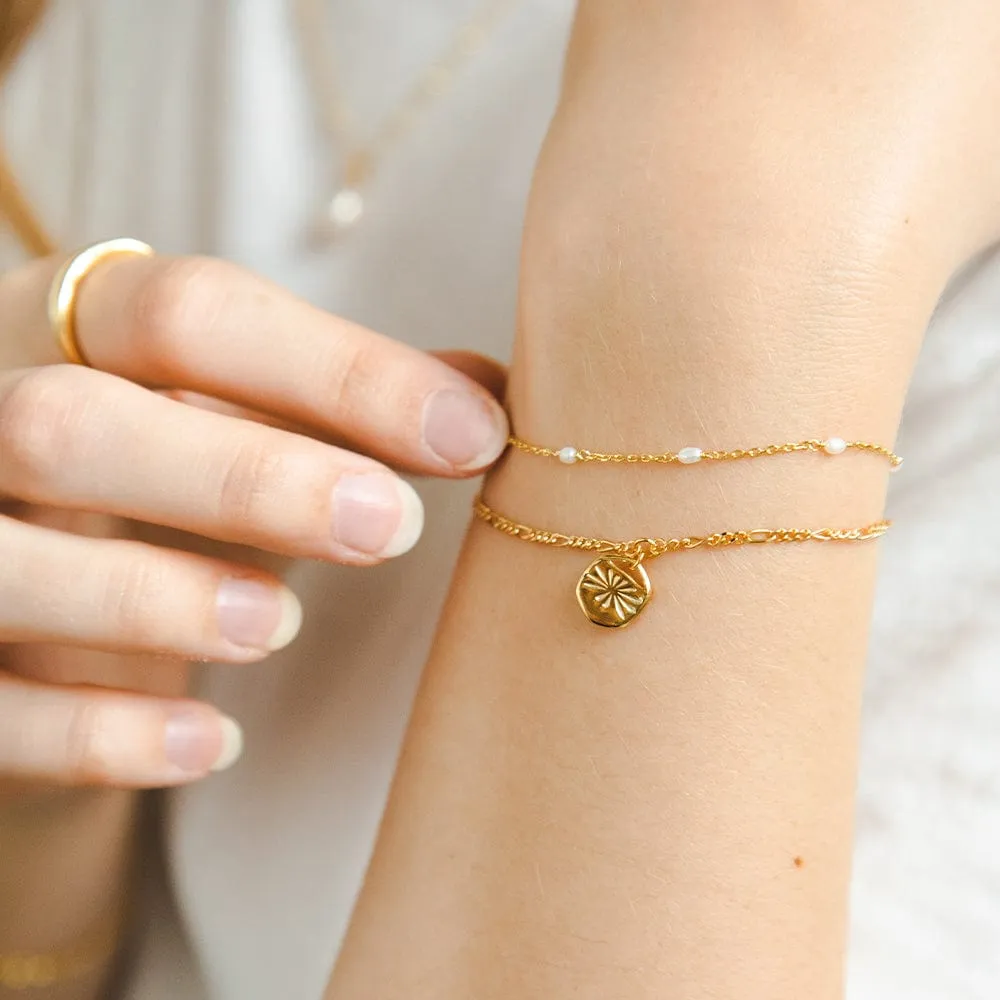 Treasures Sunburst Charm Bracelet 18ct Gold Plate