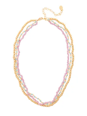 Triple Beaded Layered Necklace - NFS8BGBRC