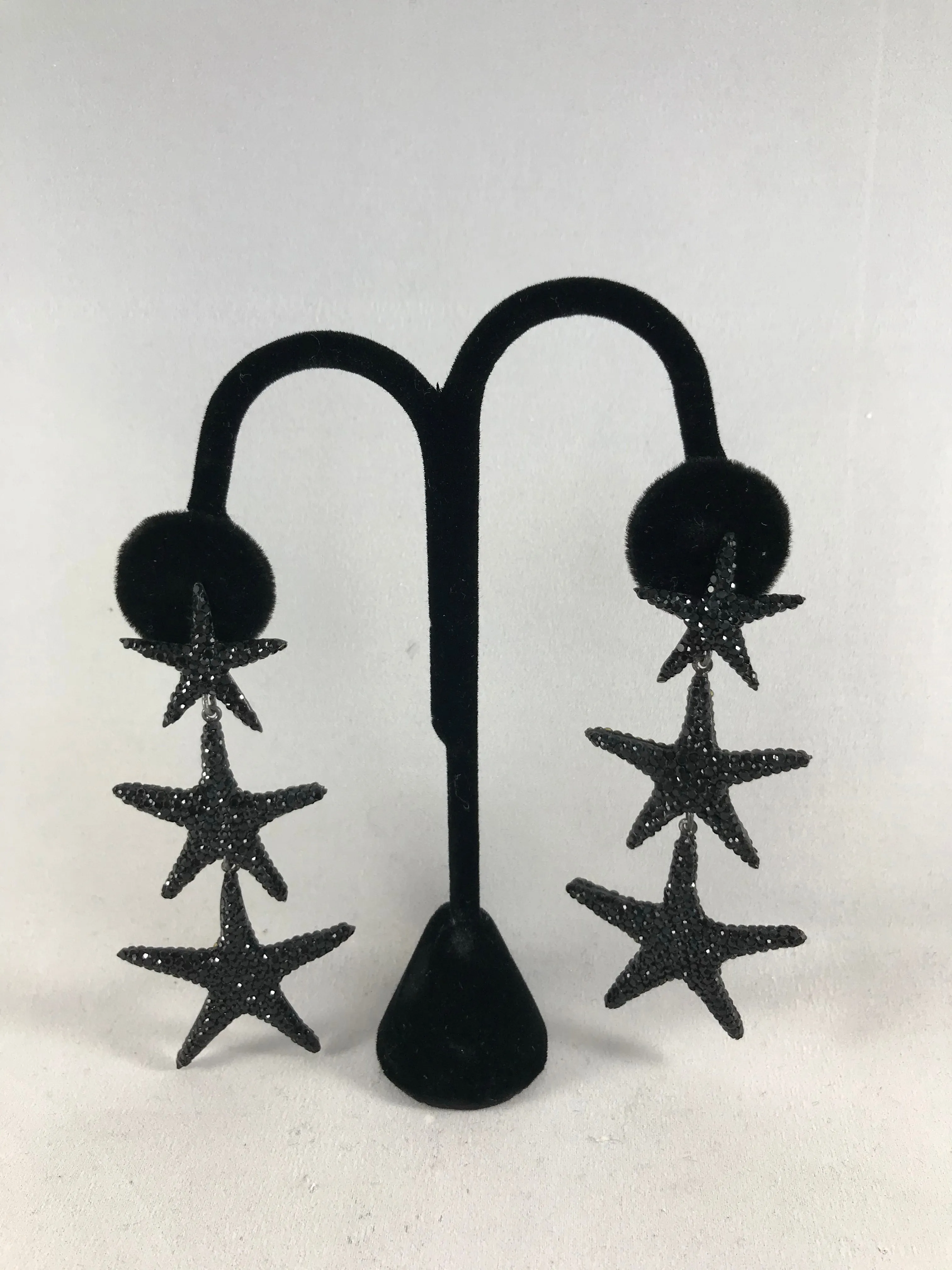 Triple Dangling Crystal Star Earrings
