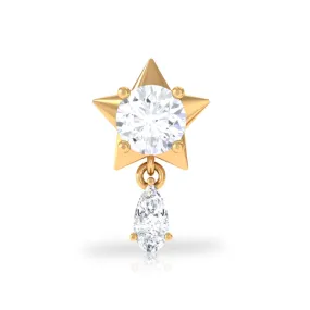 Unique Moissanite Star Drop Earring for Cartilage Piercing
