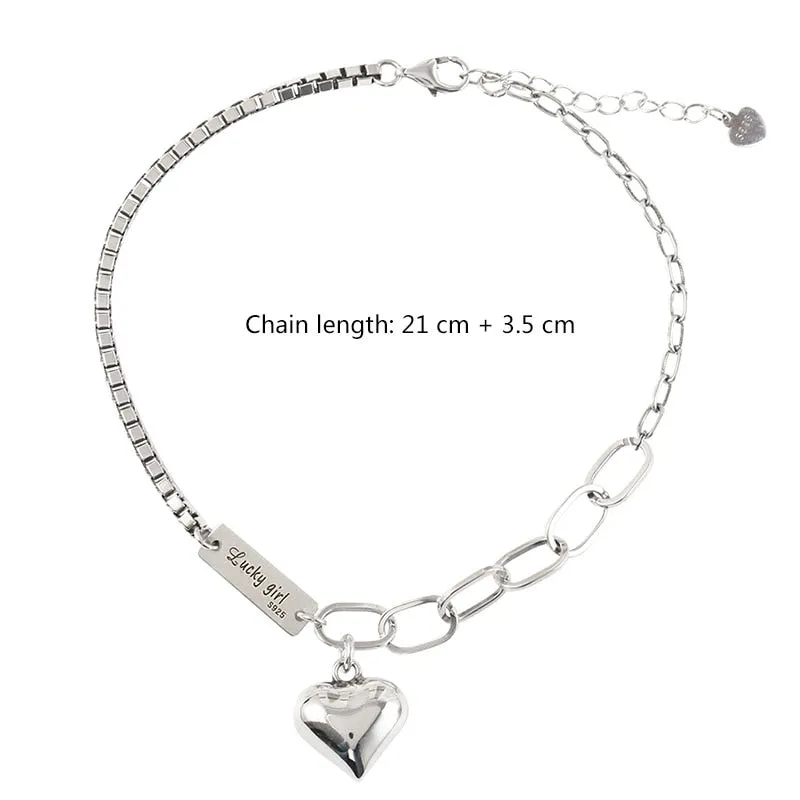Vintage Silver LOVE Pendant Ankle Bracelet