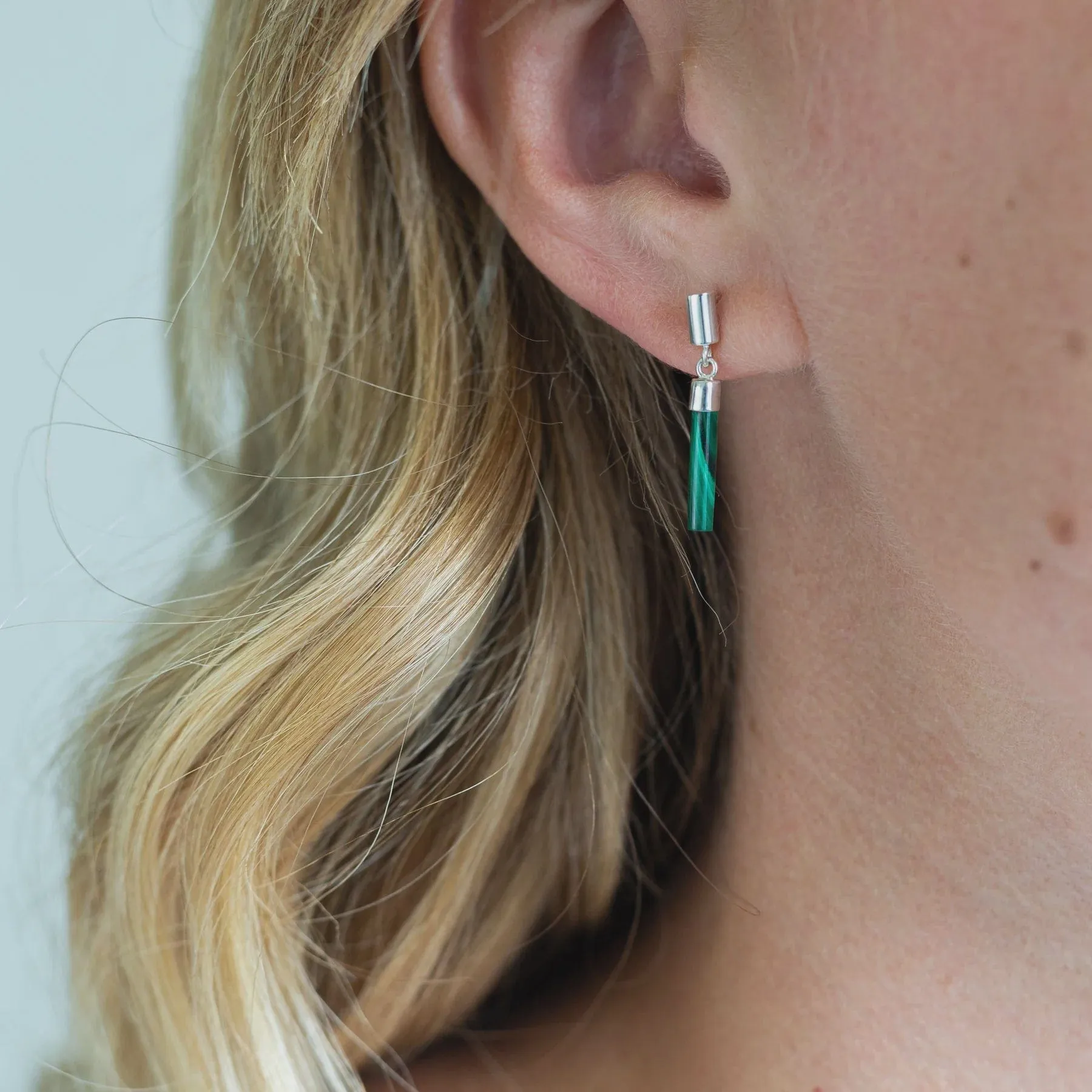 Vurchoo Studs of Hope Malachite Bar Earrings