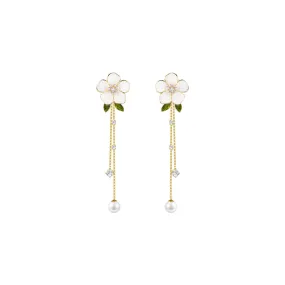 Wander Camellia Tassel Gold Earrings
