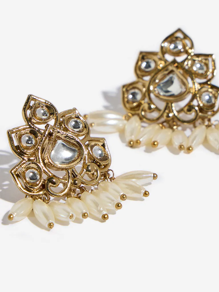 Westside Accessories Gold Rice Pearl Stud Earrings