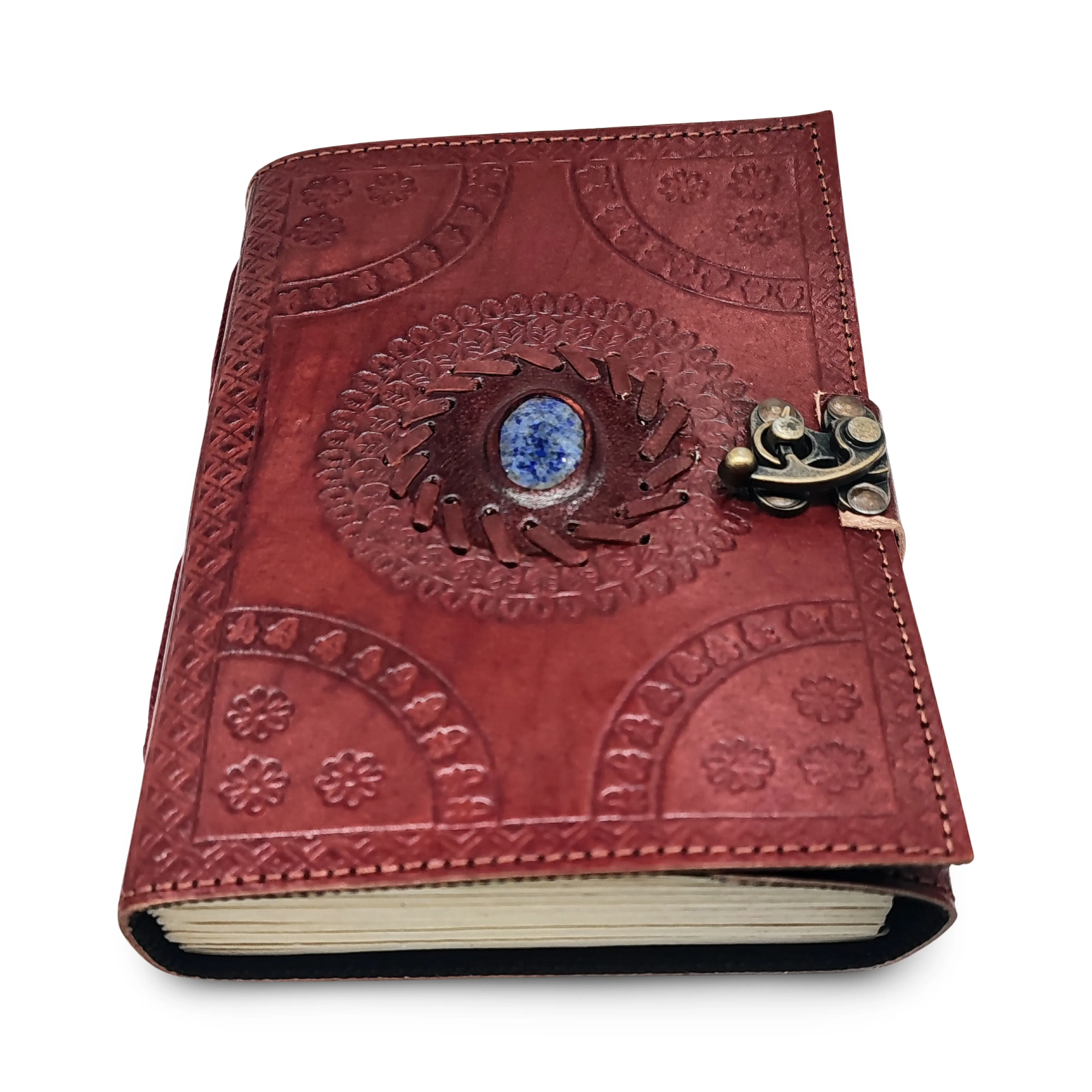 Wicca & Pagan -Leather Journal -Sodalite Stone