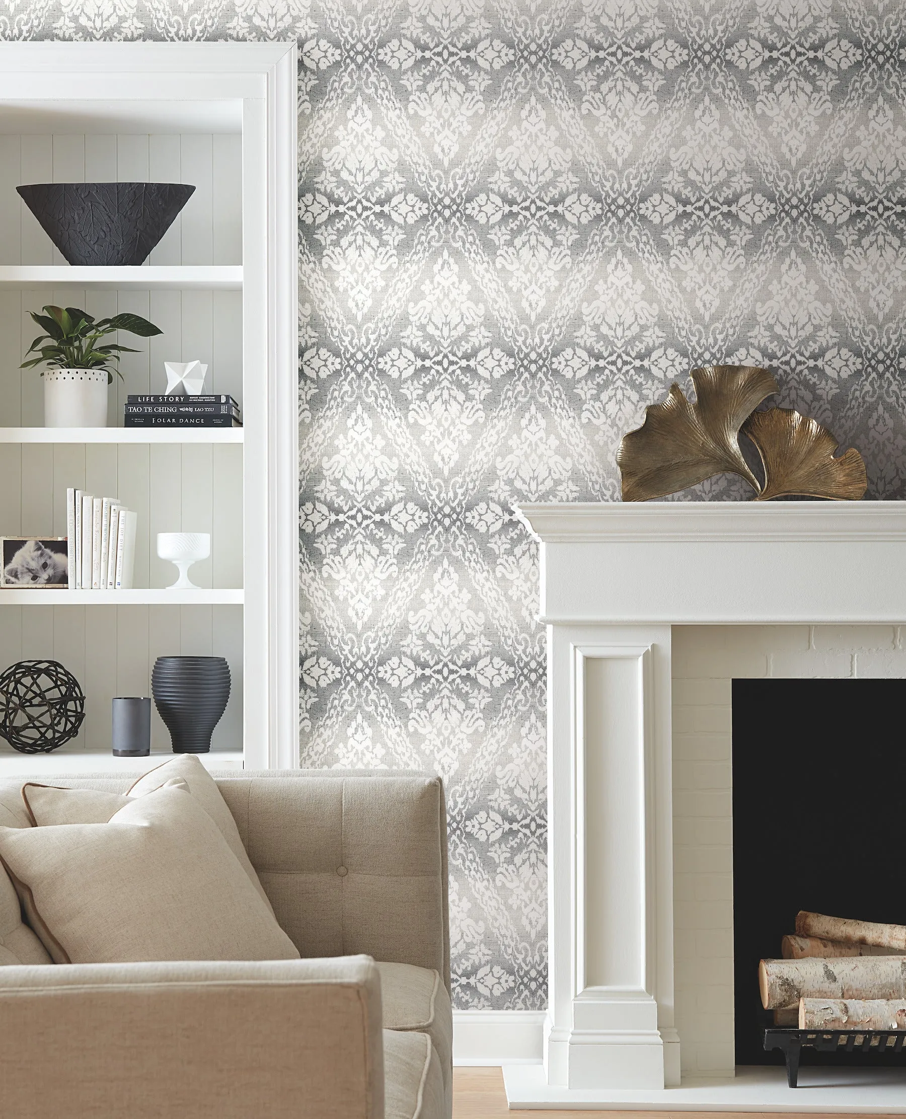 York DM4931 Tudor Diamond Damask Black Wallpaper