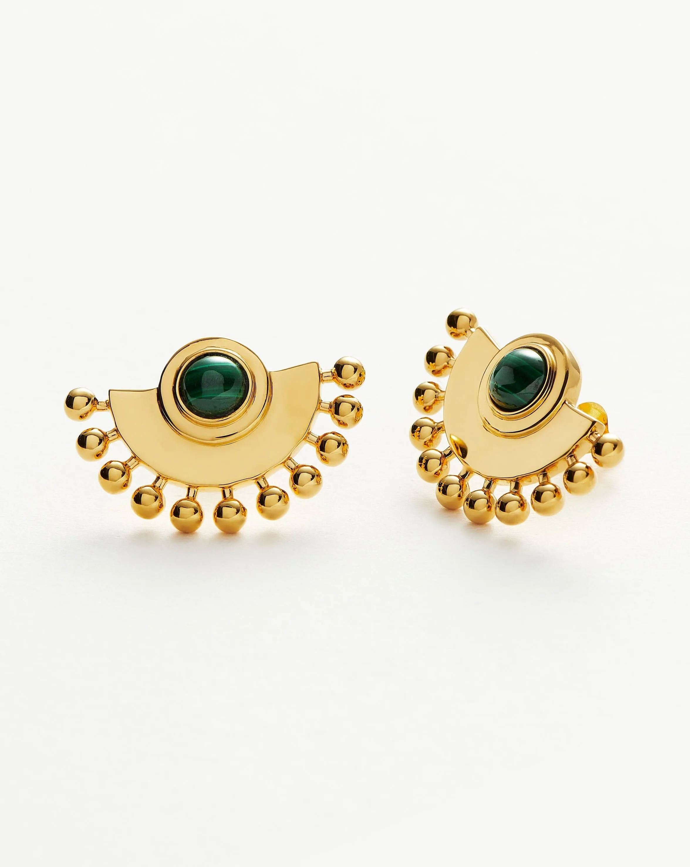Zenyu Fan Gemstone Stud Earrings